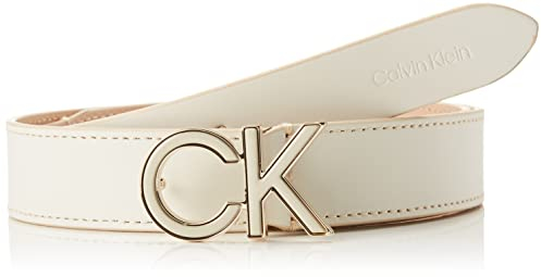 Calvin Klein Damen RE-Lock SAFF CK 3CM Belt K60K609980 Gürtel, Weiß (Ecru), 120