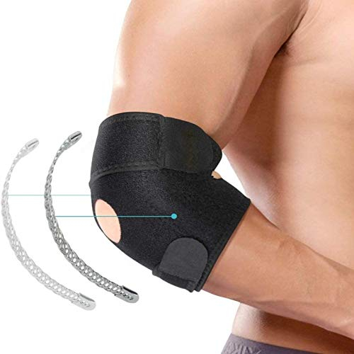 Ellenbogenbandage Neopren mit Doppelfederstabilisatoren für Tennisarm & Golferarm - Ellbogen Bandage gegen Schmerzen, Fitness & Kraftsport - Ellenbogenschiene für Schutz und Unterstützung