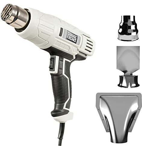 Garage Freaks Elektro-Heißluftpistole mit 5 M Kabel, 2000 Watt, Heißluftfön mit 2 Heizstufen 350°/600°C, keramischer Heizdraht, Standfunktion, inkl. 3 Vorsatzdüsen, ideal zur Autofolierung