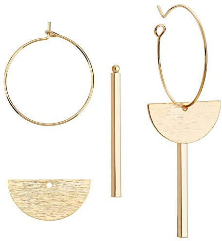 BENECREAT 24 Stück Halbrunder Geometrischer Messing-Charm-Anhänger 18K Vergoldeter Quader-Charm Mit Creolen-Ohrring-Zubehör Für Die DIY-Ohrringherstellung