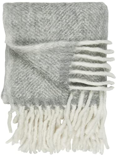 IB Laursen Kuscheldecke Tagesdecke Plaid hell grau 170 cm x 130 cm, 55% Acryl, 25% Wolle, 20% Nylon