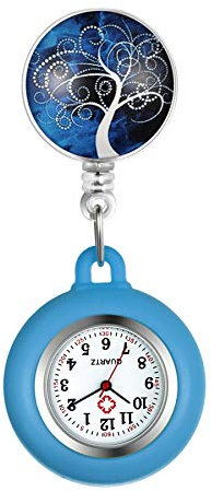 Avaner Krankenschwesteruhr Pflegeruhr Analog Quarzwerk FOB Ansteckuhr mit Pin/Clip Taschenuhr mit Silikonhülle für Arzt Doktor Medical