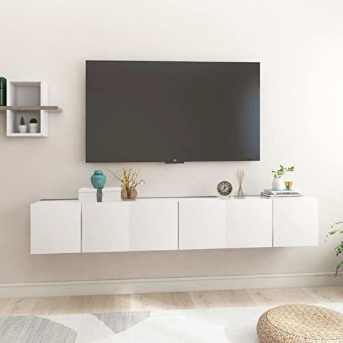 Festnight 3X Mueble TV Flotante/Armario de Pared/Mueble de TV de Pared/Mesa TV/Mueble para Salón/Mueble TV Suspendido con Compartimentos 60 x 30 x 30 cm Blanco