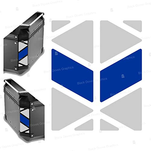 Reflektoren Aufkleber kompatibel mit GIVI Monokey Trekker Outback Topcase Aluminium 42 58 Liter (Weiß-Blau)