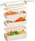 Meider Boîte à bento japonaise réutilisable 3 en 1 avec compartiment, boîte à bento avec fourchette, cuillère