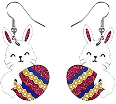 Hongjingda Mädchen Ostern Ohrringe | Ostern-Ohrstecker,Acryl-Osterhasen-Kaninchen-Ei-Ohrringe für handgefertigten Festival-Schmuck