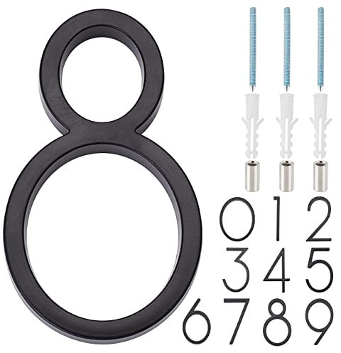 CREATCABIN Floating House Number 8 Address Numbers for House Alloy Metal Large Modern with Nail Kit Wall Mount for Home Mailbox Street Front Door Outside Outdoor Yard 5 Inch(Black)