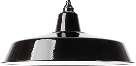 Industrie Lampenschirm Emaille Schwarz (2. Wahl), Fabriklampe Ø46 cm inkl. Vintage Fassung aus Messing, Bronze Antik