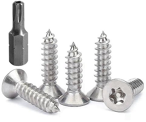 FarDeer Vis de Sécurité en Acier Inoxydable - Tête Fraisée M4/M5 Torx Antivol et Inviolable - Argent (M5*16mm * 50pcs)