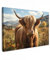 MuchoWow© Leinwände 90x60 cm Wall Decoration Bilder Schlafzimmer Deko Pictures Canvas Painting Wanddekoration Wohnzimmer Schottische Hochlandrind - Kuh - Highland Cow - Blumen - Hörner