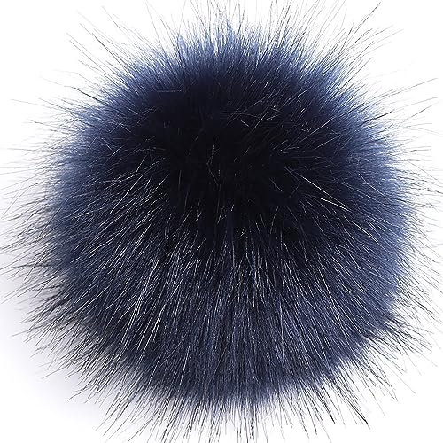 10 Stück 10cm Kunstfell Pompon Fellbommel Pompon Bommel für Mützen Beanies Fellbommel Fellpompon Künstlicher Haarball für Tasche Anhängern Schlüsselanhänger Dekoration Bekleidung Zubehör -Dunkelblau