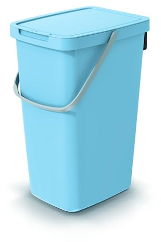 Mülleimer Müllbehälter Abfalleimer Biomülleimer mit Griff und Klappdeckel Abfallsammler Mülltonne Müllsortierer Papierkorb (12L, Blau)