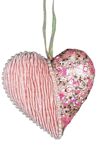 Baby Pink Heart 12cm - Christmas Tree Hanging Decorations Festive Decorative Ornaments Fairy Tale Themed Xmas Tree Pendant