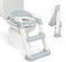 KikkaBoo Toilettensitz für Kinder mit Treppe LEA, Toilettentrainer, Zusammenklappbar & einstellbar, anatomischer Aufbau, Weiche, Herausnehmbare Polsterung, Griffe, Rutschfest, 18+ Monaten, Grau