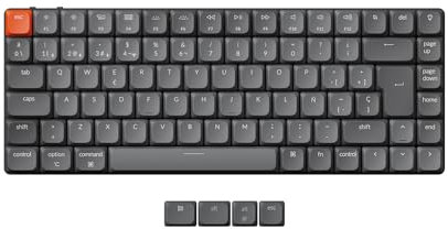 Keychron K3 MAX 75% Teclado Mecánico Inalámbrico Personalizado, 2.4 GHz Conexión Bluetooth por Cable QMK Programable, Marco de Aluminio Interruptores Gateron Rojos para Mac/Windows/Linux-ES Layout
