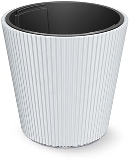 HappyFlower Blumentopf Modell Nr. PRX003 Größe 40 cm Pflanzkübel aus Kunststoff inkl. Einsatz, Runde Form, Übertöpf (Weiß, ⌀ 39 cm, H 37 cm)