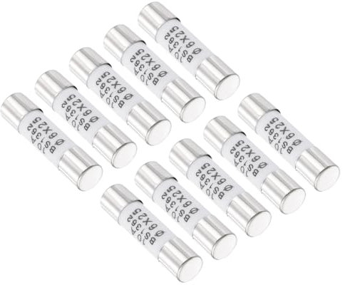 QUARKZMAN 10A 250V 6x25mm Sicherungskartuschen x 10 Stück Schnellbrennende keramische Ersatzsicherung für die Reparatur von Schaltkreisgeräten, [Silberton]