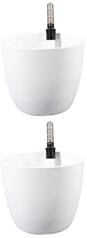 BESPORTBLE 2St Automatischer wasserabsorbierender Blumentopf Zimmerpflanzen Pflanzer Anlage Blumenhalter Pflanzenhalter Schreibtisch Container Pflanzenständer schmücken Weiß