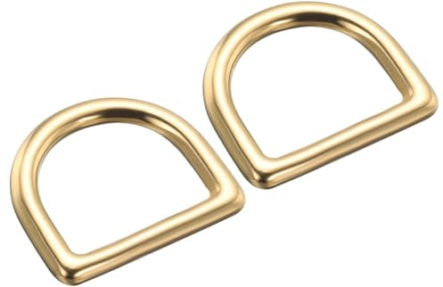 PATIKIL D Shape Buckle, 2 Pcs 38mm Brass Seamless Purse Ring D Ring Sewing Keychains Belts Accessories for DIY Leather Crafts, Dog Leashes