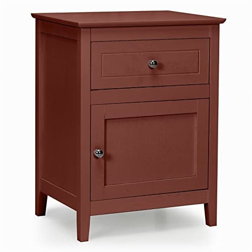 ZZBFHH Mesita de Noche con cajón, Mesa Auxiliar Decorativa, gabinete de Almacenamiento, Color Cereza