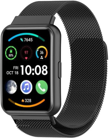 Panda Bobo Cinturino in metallo compatibile con Huawei Watch Fit 2, cinturino sportivo di ricambio milanese, Acciaio inossidabile