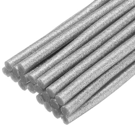sourcing map 20pcs Hot Glue Sticks for Glue Gun 7mm/0.28-inch x 4-inch Mini Hot Melt Adhesive Glue Stick Glitter Silver
