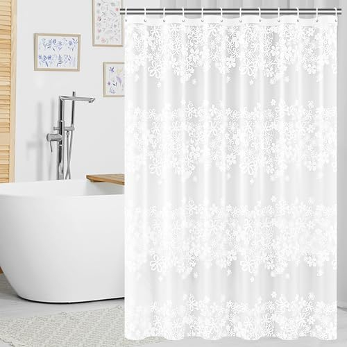 SidMing Tenda Doccia Antimuffa con Anelli, Tenda Vasca Da Bagno Impermeabile, Lavabile In Lavatrice, Superficie Liscia, 180 X 200 cm (Fiore)