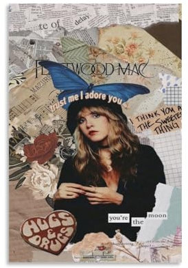 GHJOPAF Fleetwood Poster Mac Stevie, Poster, Nicks, Montage-Poster, Leinwand, Gemälde, Wandkunst, Bild, Heimdekor, Druck für Schlafzimmer, Wohnzimmer, 20 x 30 cm, ungerahmter Stil