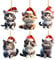 6pcs Cute Cat Xmas Ornaments - Acrylic Hanging Decorations Set - Funny Cat Christmas Tree Hanging Pendants