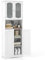 COSTWAY Meuble de Salle de Bain à 4 Portes et 1 Grand Compartiment Ouverte, Armoire Haute avec Porte en Verre Dépoli, Colonne Salle de Bain, pour Salon, Cuisine, 30 x 60 x 164 cm, Blanc