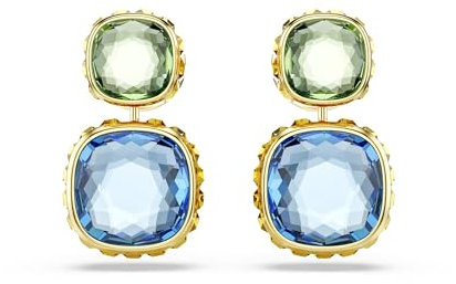 Swarovski Chroma Drop-Ohrhänger, Kissenschliff, Mehrfarbig, Goldlegierungsschicht