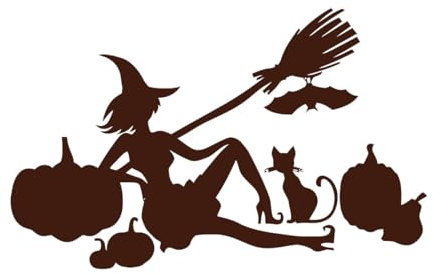 Halloween The Witches on Their Brooms Wall Decal Halloween Wizard Bat Wall Sticker Room Decoration Vinyl Window Stickers-L-54x84cm