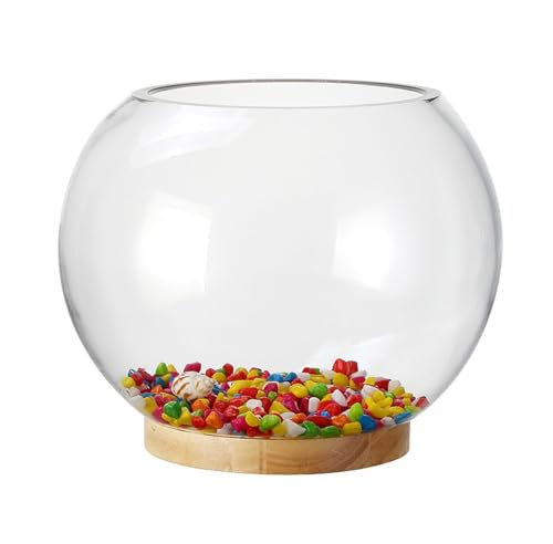 ZKALQECNF Fish Bowl Thickened Transparent Glass Fish Tank Desktop Round Goldfish Aquarium Living Room Desktop Decorative Fish Tank Ornaments Aquariums(30cmx24.5cm)