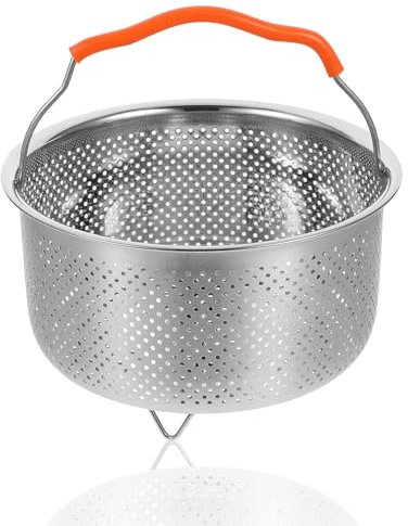 Inserto Cottura A Vapore Pentola 21.5 Cm Cestello Vapore Inox Con Manico In Silicone, Fits Most A Pressione Pot, Per Pentole, Tegami, Pentole A Pressione, Cottura A Vapore Verdure, Frutta, Uova