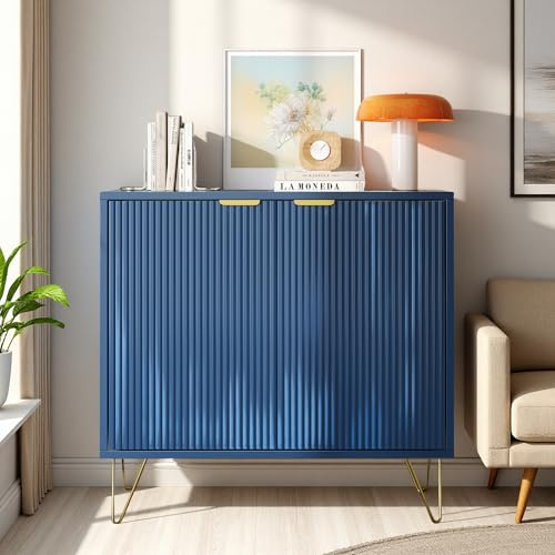 PerGar Sideboard, Küchenschrank, Aufbewahrungsschrank mit Doppeltür, Buffetschrank, Wohnzimmerschrank Standschrank, für Wohnzimmer, Esszimmer und Flur, Dunkelblau, 80 x 40 x 78 cm