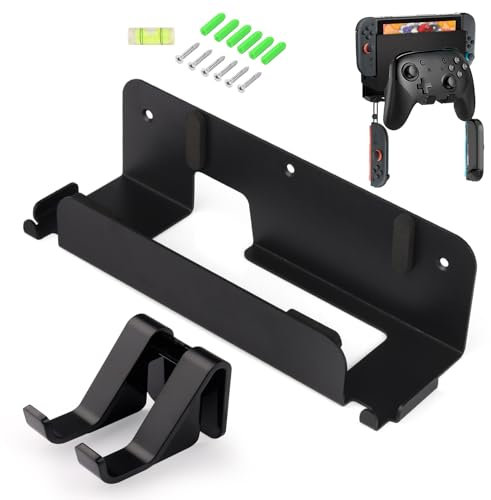 Ankey Support Murale pour Nintendo Switch 2/Switch/Switch OLED - Étagère Métallique avec Porte-Manettes pour Joy-Con & Pro Controller