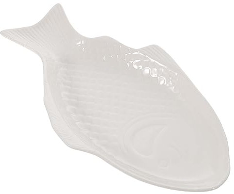 NOLITOY Piatto Forma Pesce in Ceramica Contenitori Snack Teglia Pesce Creativo Casa Ristorante Colore Bianco