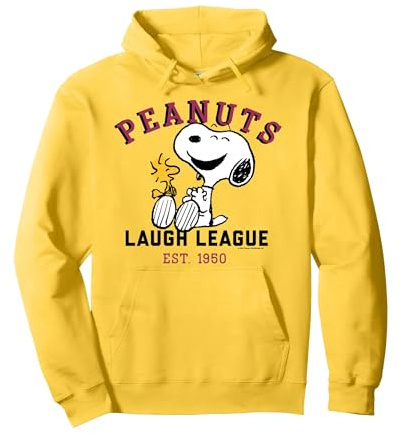 Peanuts - Snoopy Laugh League Pullover Hoodie, Unisex für Erwachsene, Gelb, L