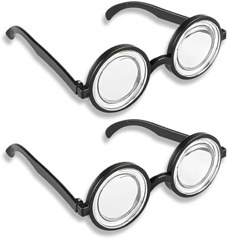 WUSJCOF Nerd Brille - Lustiges Hornbrille ohne Stärke - Kostüm Accessoire für Oma, Streber, Verrückter Professor oder Wissenschaftler (Schwarz)