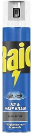 Raid Fly & Wasp Killer Spray 300ml x 1, Instant Fast-Acting Insecticide for Flying Insects – Indoor & Outdoor Use with Welari Thank You Card | (1 Pack)