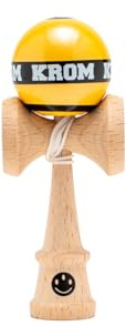 KROM Kendama MIKRO Gelb – Mini Kendama aus Buchenholz – Voll spielbar – Taschenformat – Für Anfänger & Profis