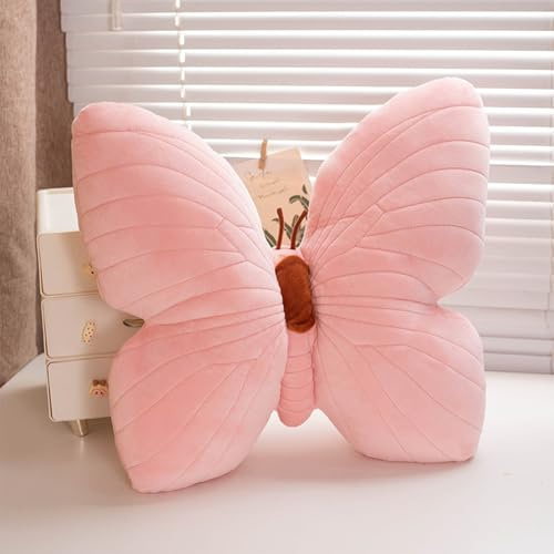 shownicer Zierkissen Schmetterling Kissen, Dekoratives Schmetterling Dekokissen Weiches Plüschkissen Dekoration für Sofa Schlafzimmer Wohnzimmer Couch (40cm, Rosa)