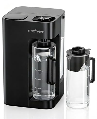 Ecoviva Mate 3 Filtre à eau à osmose inverse de comptoir avec 2 pichets de remplissage automatique, système de filtration RO à 8 étapes, sans installation, réduit le TDS, rapport pur-à-vidange 3:1