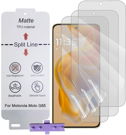 SLBESTLUC Pellicola Protettiva Opaca per Motorola Moto G85, 3 Pezzi Antiriflesso TPU Pellicola idrogel per Telefono, Matt Protezione Schermo, Anti Impronta(Non Vetro Temperato)