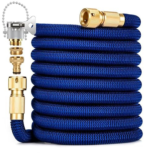 Expandable Garden Hose Pipe 150FT 3 Times Flexible Expanding Magic Watering Hose with 3/4 1/2 and Universal Connector Fitting Connectors for Pet & Car Washing, Cleaning, Watering Lawn and Garden