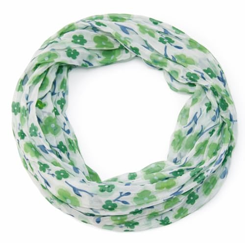 beybey® feiner Damen Loop Schal aus Seide und Viskose mit Blümchen Muster - Frühlingserwachen und die Brise des Lebens.