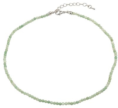 Sanixa Karma NH11472543 Halskette Damen Naturstein 39 cm Kette vers. Farben und Steine Schmuck für Frauen verstellbar Damenhalskette Edelsteinkette (Hellgrün, Zitronen-Jade)