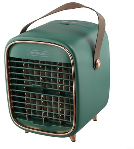 Mini enfriador de aire recargable por USB, ventilador portátil de 2000 mAh con 3 ajustes de velocidad para escritorio, dormitorio, viajes (es verde)