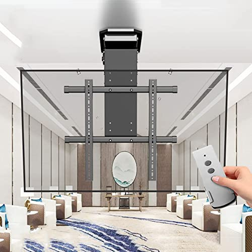 Motorized TV Mount for 50-90 Inch TVs, Drop Down TV Lift with Remote Control and Switch Control, Hidden Wall Mount, Auto Lifting TV Stand