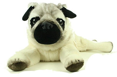 Teddys Rothenburg Kösen Mops 41 cm liegend beige/schwarz Stoffmops Plüschhund Kuscheltier